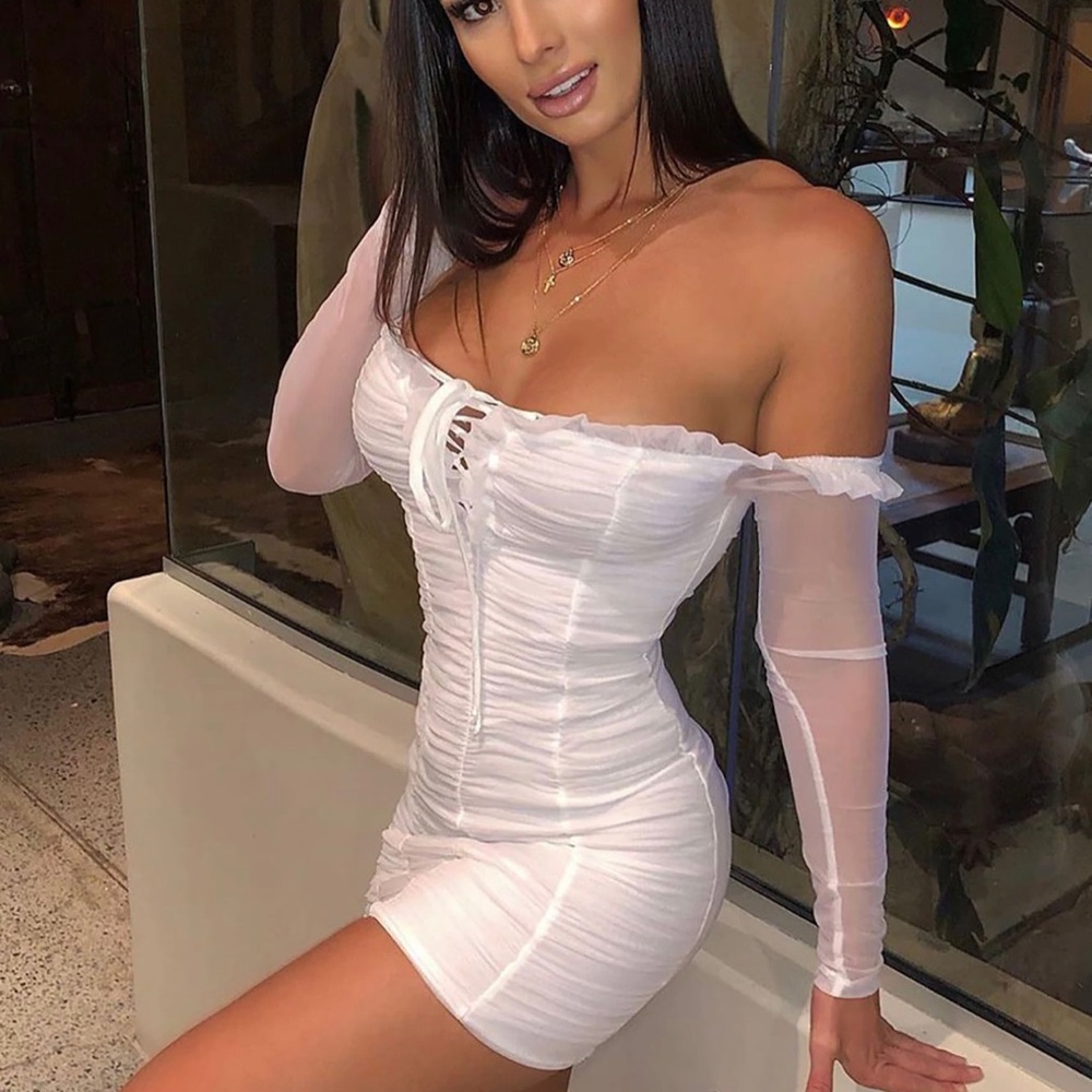 white mesh dress